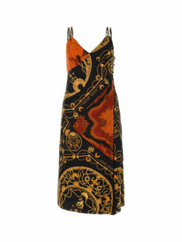 Marine Serre - Multicolor Printed Long Cocktail Silk Dress