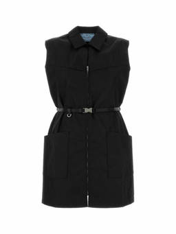 PRADA - Black Shirt Collar Mini Dress (S)