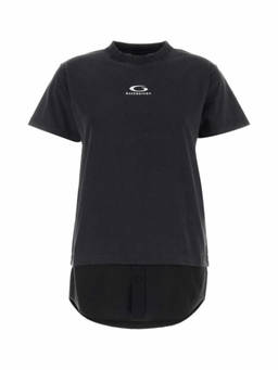 Balenciaga - Black Crew Neck Logo Shirt Dress