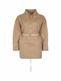 PRADA - Light Brown Mock Collar Mini Dress (XXS)