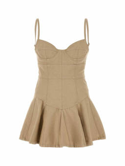 Dsquared2 - Beige Sweetheart Neck Denim Mini Dress (S)