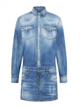 Dsquared2 - Blue Shirt Collar Denim Mini Dress (M)