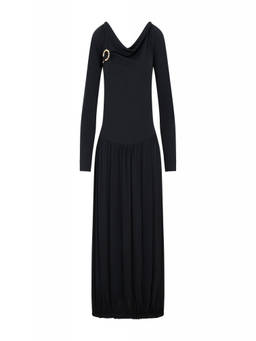 Lanvin - Black LS Drape Midi Dress (S)