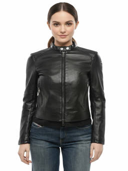 Diesel - Black Solid Mandarin Collar Jacket (XXS)