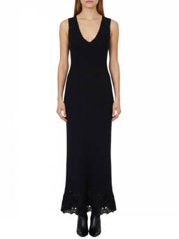 Ganni - Black V Neck Maxi Dress