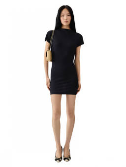 JACQUEMUS - Black Boat Neck Mini Dress