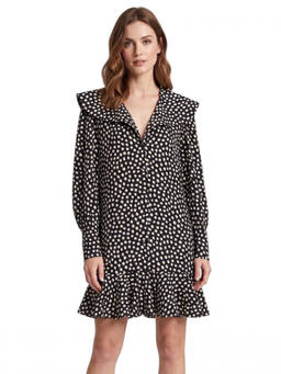 Chloe - Black Polka Dot V Neck Mini Dress (M)