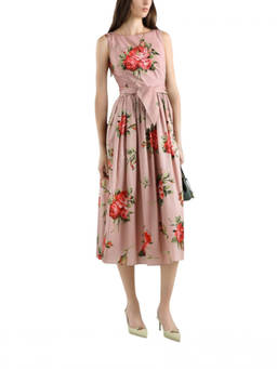 Dolce&Gabbana - Pink Floral Round Neck Maxi Dress