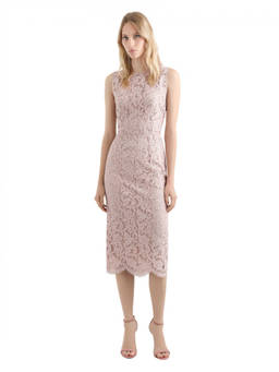 Dolce&Gabbana - Light Pink Lace Round Neck Maxi Dress