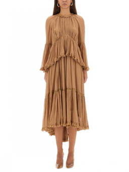 Zimmermann - Beige Round Neck Midi Dress (L)
