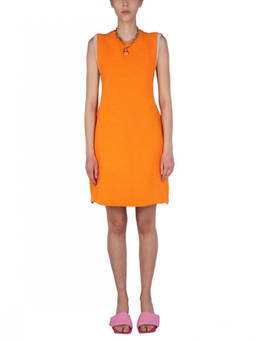 JACQUEMUS - Orange Textured Crew Neck Mini Dress