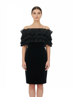 Elisabetta Franchi - Black Off Shoulder Mini Dress