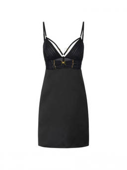 Elisabetta Franchi - Black Solid V Neck Mini Dress