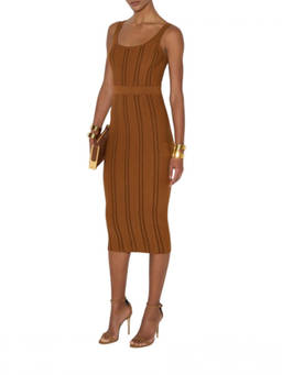 Elisabetta Franchi - Stripes Scoop Neck Midi Dress
