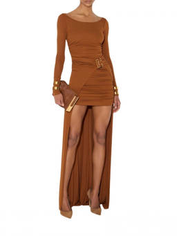 Elisabetta Franchi - Brown Scoop Neck Maxi Dress