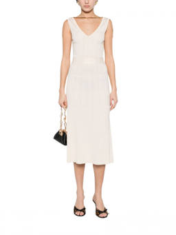 Elisabetta Franchi - White V Neck Midi Dress
