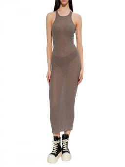 Rick Owens - Grey Round Neck Midi Dress