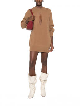 Elisabetta Franchi - Brown Knitted Crew Neck Mini Dress
