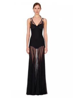 Elisabetta Franchi - Black Transparent Halter Neck Maxi Dress