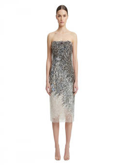Elisabetta Franchi - Silver Embellished Strapless Mini Dress