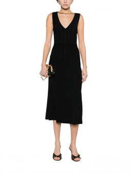 Elisabetta Franchi - Black V Neck Midi Dress (XS)