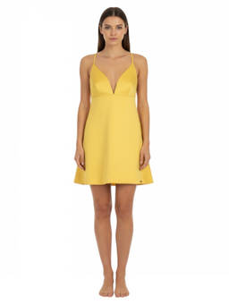 Elisabetta Franchi - Yellow V Neck Mini Dress (L)
