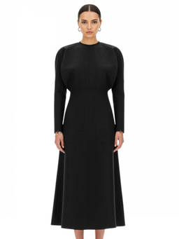 Victoria Beckham - Black Crew Neck Midi Dress