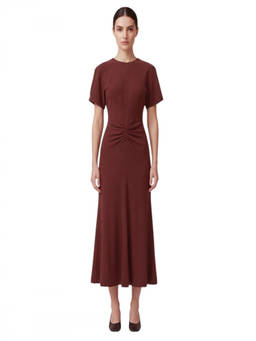 Victoria Beckham - Red Crew Neck Midi Dress