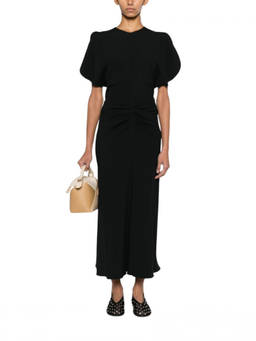Victoria Beckham - Black Round Neck Midi Dress