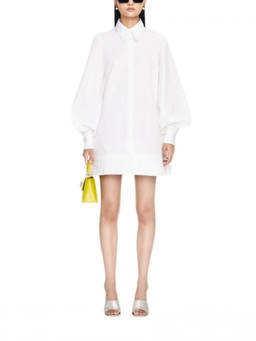 OFF-WHITE - White Shirt Collar Mini Dress