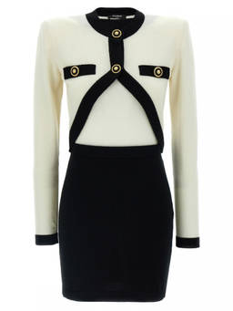 BALMAIN - Black White Filo Leone Catena dress (S)