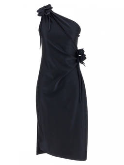 Coperni - Black Asymmetric Mini Flower dress (S)