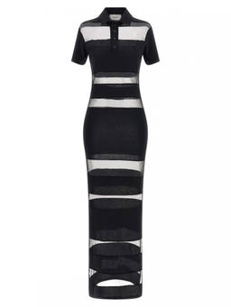 Coperni - Black Striped Sheer Polo dress (M)