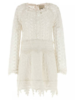 Isabel Marant - White Crew Neck Lace Pattern Mini Dress (S)
