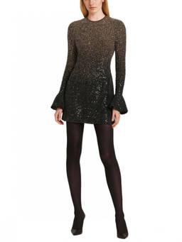 Rotate Birger Christensen - Grey Embellished Round Neck Mini Dress