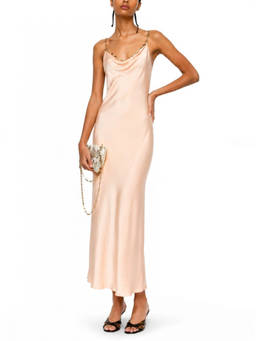 RABANNE - Peach Cowl Neck Maxi Dress
