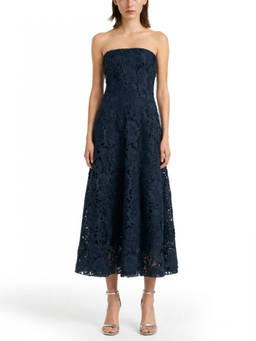 Rotate Birger Christensen - Blue Lace Strapless Midi Dress (L)