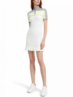 Casablanca - White Stripes Mock Collar Midi Dress