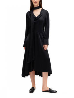 Ganni - Black Cowl Neck Midi Dress (M)