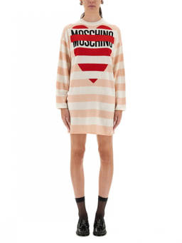 Moschino - Pink Stripes Crew Neck Mini Dress