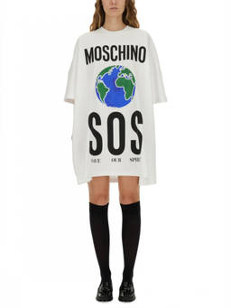 Moschino - White Graphic Crew Neck Mini Dress