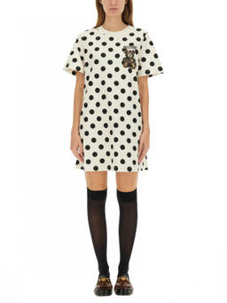 Moschino - White Polka Dot Crew Neck Mini Dress