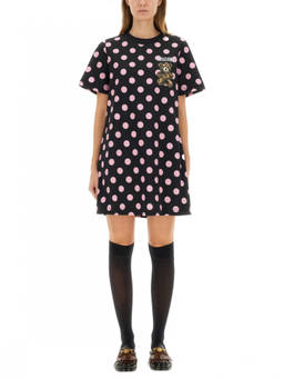Moschino - Black Polka Dot Round Neck Mini Dress