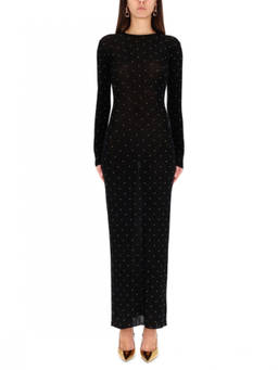 RABANNE - Black Embellished Round Neck Maxi Dress