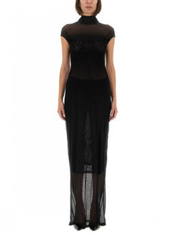 Jean Paul Gaultier - Black Logo Mock Collar Maxi Dress