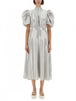 Rotate Birger Christensen - Grey Embellished Mock Collar Midi Dress (S)