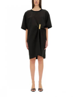 Moschino - Black Solid Round Neck Knee Length Dress
