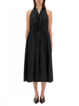 Aspesi - Black Solid V Neck Midi Dress