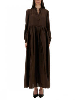 Aspesi - Brown Mandarin Collar Maxi Dress