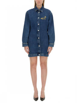 Moschino - Denim Solid Shirt Collar Mini Dress